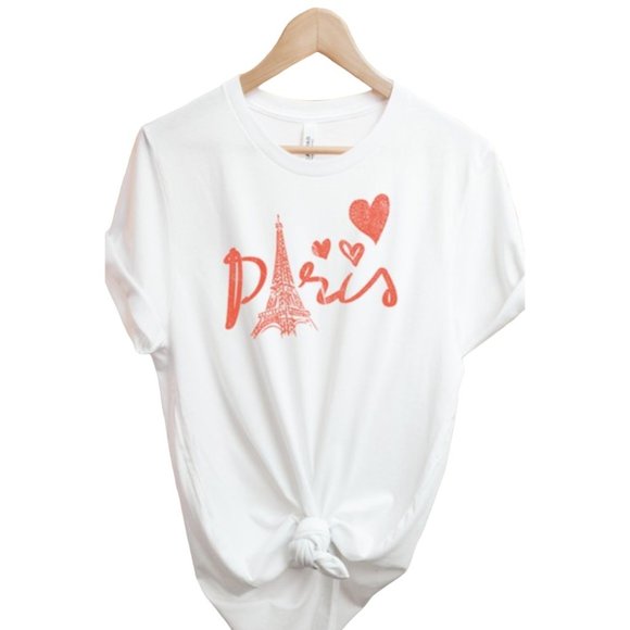 Shamaim Tops - Shamaim Paris Graphic Crewneck T-Shirt White Red Size Medium NWT